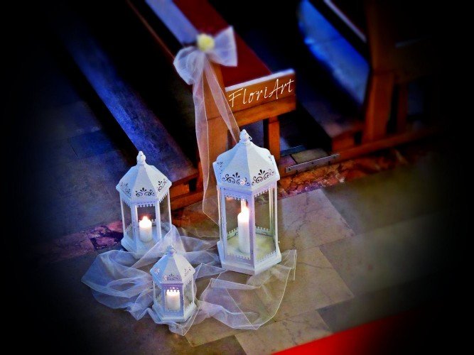 białe lampiony na ślub do kościoła i na salę weselną w okolicach Olsztyna